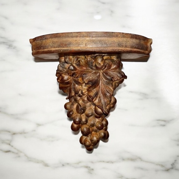 Gold gilt Mediterranean vine grape Wall shelf / sconce  composite 10 3/4" - Picture 2 of 11